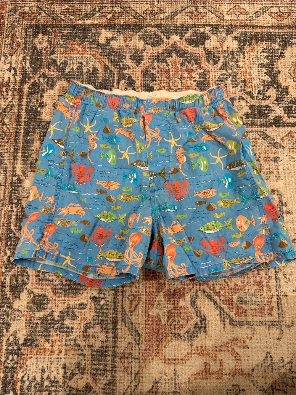 Vintage 90s J Crew, Blue Ocean Boxer Shorts, 100% Cotton, Size 30